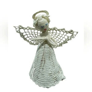 MID 20th century cotton crochet angel tree topper